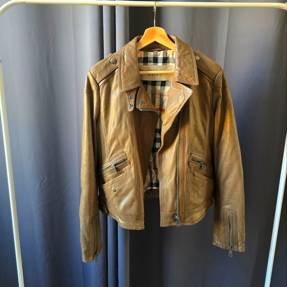Burberry brown Moto leather jacket